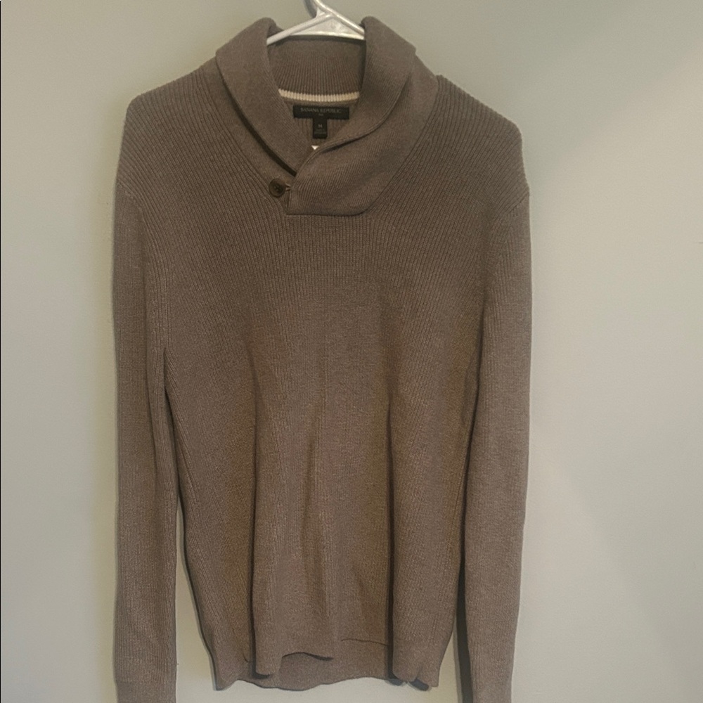 Men's Brown Shawl Collar Sweater